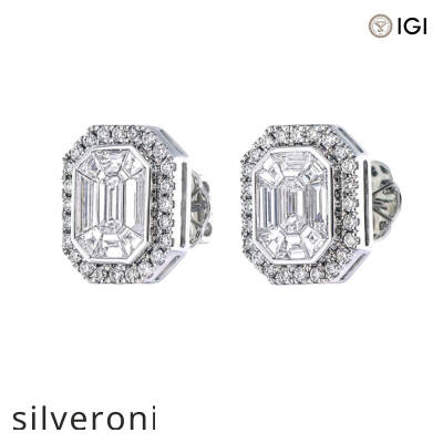 1.20 Carat Round Lab Grown Diamond Stud Earrings with Detachable Halo Jacket in 18kt Gold - 1