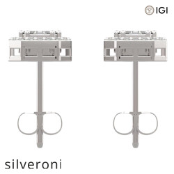 1.20 Carat Round Lab Grown Diamond Stud Earrings with Detachable Halo Jacket in 18kt Gold - 2
