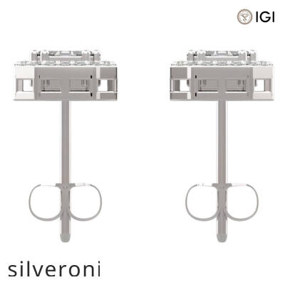 1.20 Carat Round Lab Grown Diamond Stud Earrings with Detachable Halo Jacket in 18kt Gold - 2