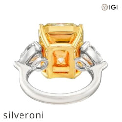 12.11 Carat Fancy Intense Yellow Pear Lab Grown Diamond Ring - 2