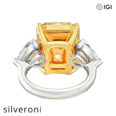 12.11 Carat Fancy Intense Yellow Pear Lab Grown Diamond Ring - 2