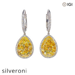 12.75 Carat Pear Shape Natural Diamond Drop Earrings - Silveroni