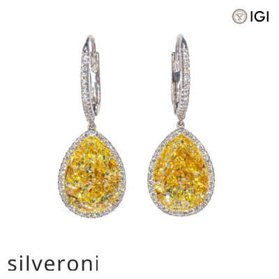 12.75 Carat Pear Shape Natural Diamond Drop Earrings - 1