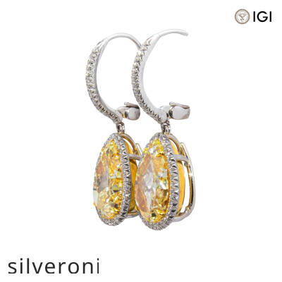 12.75 Carat Pear Shape Natural Diamond Drop Earrings - 2