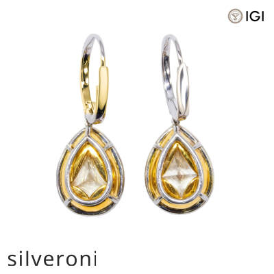 12.75 Carat Pear Shape Natural Diamond Drop Earrings - 3
