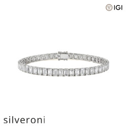 13.00 Carat Emerald Cut Lab Grown Diamond Tennis Bracelet - Silveroni
