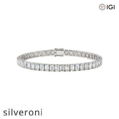 13.00 Carat Emerald Cut Lab Grown Diamond Tennis Bracelet - 1
