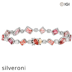 14.25 Carat Emerald Cut Lab Grown Diamond Bracelet in 14K White Gold - Silveroni