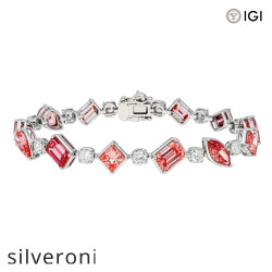 14.25 Carat Emerald Cut Lab Grown Diamond Bracelet in 14K White Gold - 2