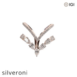 1.44 Carat Pear and Round Lab Grown Diamond Wrap Ring in 14K White Gold - Silveroni