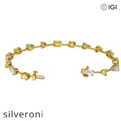 14KT Yellow Gold 8.49 Carat Lab Grown Fancy Yellow & White Diamond Bracelet - 2
