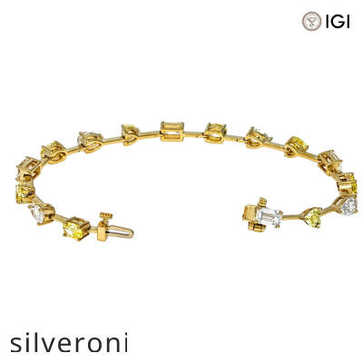 14KT Yellow Gold 8.49 Carat Lab Grown Fancy Yellow & White Diamond Bracelet - 2