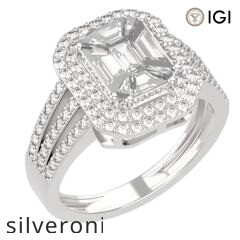 1.50 Carat Emerald Cut Lab Grown Diamond Double Halo Ring in 18K White Gold - 4