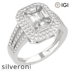 1.50 Carat Emerald Cut Lab Grown Diamond Double Halo Ring in 18K White Gold - 4