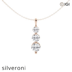 1.50 Carat Round Lab Grown Diamond Three-Stone Drop Pendant in 14K Rose Gold - Silveroni