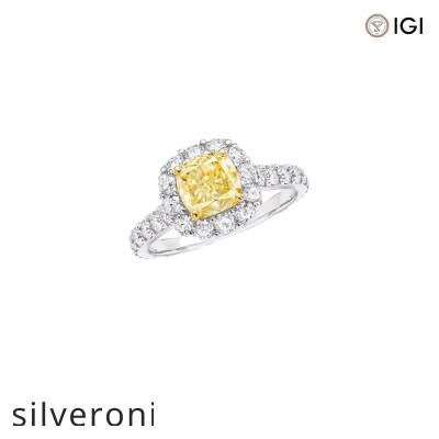 1.51 Carat Cushion Cut Yellow Lab Grown Diamond Engagement Ring - 1