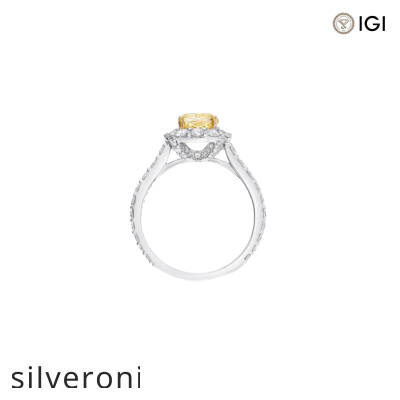 1.51 Carat Cushion Cut Yellow Lab Grown Diamond Engagement Ring - 3