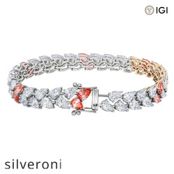 15.12 Carat Lab Grown Fancy Pink and White Diamond Bracelet in 18KT White Gold - Silveroni