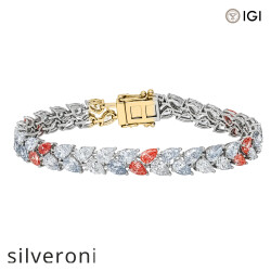 15.12 Carat Lab Grown Fancy Pink and White Diamond Bracelet in 18KT White Gold - 2