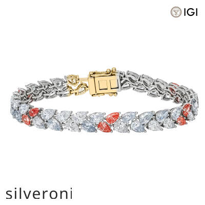 15.12 Carat Lab Grown Fancy Pink and White Diamond Bracelet in 18KT White Gold - 2