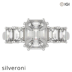1.60 Carat Emerald Cut Five-Stone Diamond Ring in 18kt Gold - 2