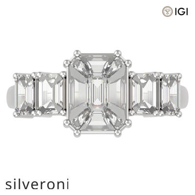 1.60 Carat Emerald Cut Five-Stone Diamond Ring in 18kt Gold - 2
