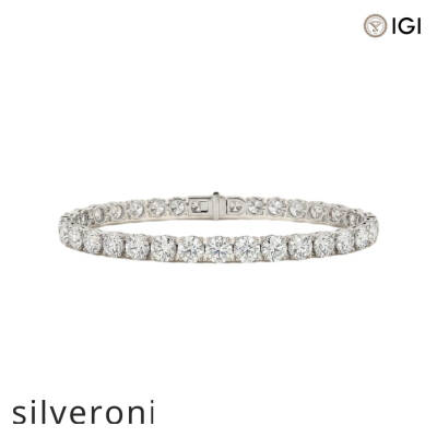 16.26 Carat Round Lab Grown Diamond Tennis Bracelet in Platinum - 1