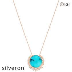 1.64 Carat Lab Grown Diamond and Turquoise Pendant in 18K Rose Gold - Silveroni