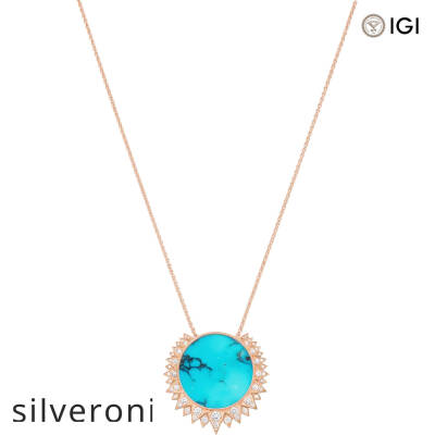 1.64 Carat Lab Grown Diamond and Turquoise Pendant in 18K Rose Gold - 1