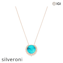 1.64 Carat Lab Grown Diamond and Turquoise Pendant in 18K Rose Gold - 2
