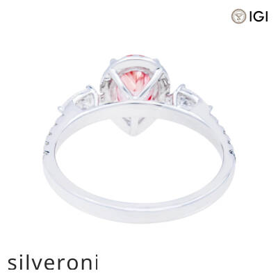 1.64 Carat Pear Cut Lab Grown Diamond Ring in 14Kt White Gold - 3
