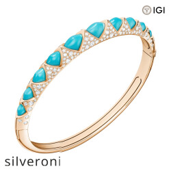 1.70 Carat Lab Grown Diamond and Turquoise 18K Rose Gold Bracelet - Silveroni