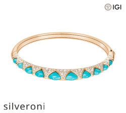 1.70 Carat Lab Grown Diamond and Turquoise 18K Rose Gold Bracelet - 2