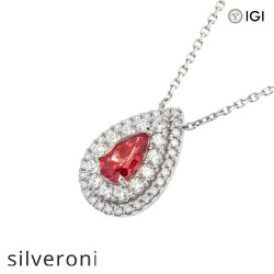 1.70 Carat Pear Cut Fancy Pink Lab Grown Diamond Halo Pendant in 18KT White Gold - 2