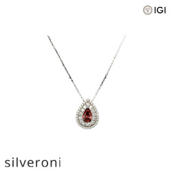 1.70 Carat Pear Cut Fancy Pink Lab Grown Diamond Halo Pendant in 18KT White Gold - 3