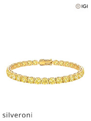 17.00 CTW Fancy Yellow Round Lab Grown Diamond Tennis Bracelet - Silveroni