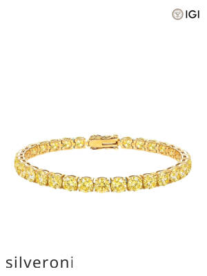 17.00 CTW Fancy Yellow Round Lab Grown Diamond Tennis Bracelet - 1