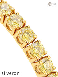 17.00 CTW Fancy Yellow Round Lab Grown Diamond Tennis Bracelet - 2
