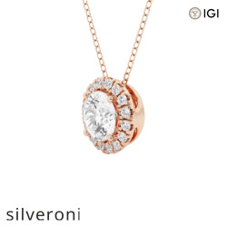 1.75 Carat Round Lab Grown Diamond Halo Pendant in 14K Rose Gold - 2