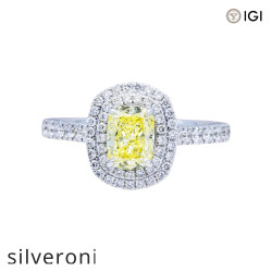 1.79 Carat Cushion Lab Grown Diamond Halo Ring in 14KT White Gold - Silveroni