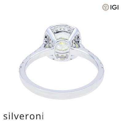 1.79 Carat Cushion Lab Grown Diamond Halo Ring in 14KT White Gold - 3