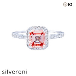 1.84 Carat Lab Grown Fancy Pink Asscher Cut Diamond Ring in 14KT White Gold - Silveroni