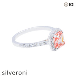 1.84 Carat Lab Grown Fancy Pink Asscher Cut Diamond Ring in 14KT White Gold - 2