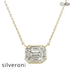 18K White Gold 0.40 Carat Emerald Cut Illusion Diamond Pendant Necklace - 2