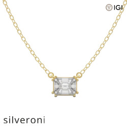 18K White Gold 0.40 Carat Emerald Cut Illusion Diamond Pendant Necklace - 3