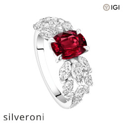 18K White Gold Cushion-Cut Ruby and Diamond Ring - 2