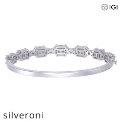18k White Gold Emerald-Cut Diamond Illusion Bangle Bracelet - 2
