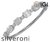 18k White Gold Emerald-Cut Diamond Illusion Bangle Bracelet - 3