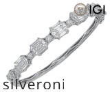 18k White Gold Emerald-Cut Diamond Illusion Bangle Bracelet - 3