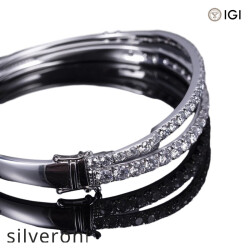 18k White Gold Half Eternity Marquise Lab Diamond Bracelet - 2
